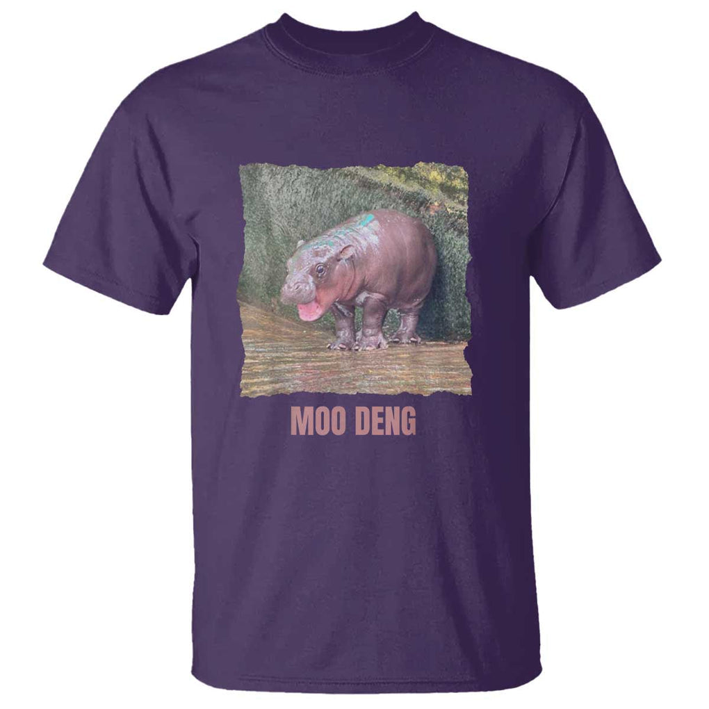 Baby Hippo Moo Deng T Shirt Cute Pygmy Hippopotamus In Thai TS02 Purple Print Your Wear
