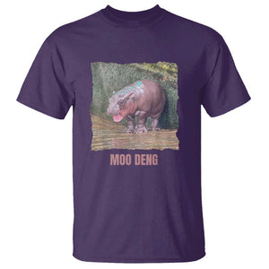Baby Hippo Moo Deng T Shirt Cute Pygmy Hippopotamus In Thai TS02 Purple Print Your Wear