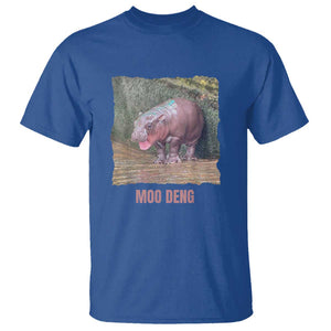 Baby Hippo Moo Deng T Shirt Cute Pygmy Hippopotamus In Thai TS02 Royal Blue Print Your Wear