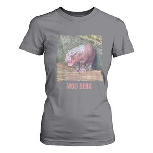 Baby Hippo Moo Deng T Shirt For Women Cute Pygmy Hippopotamus In Thai TS02 Charcoal Print Your Wear