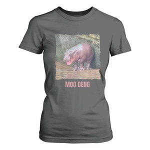 Baby Hippo Moo Deng T Shirt For Women Cute Pygmy Hippopotamus In Thai TS02 Dark Heather Print Your Wear