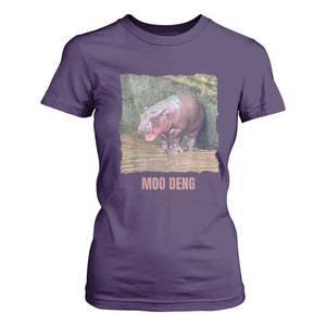 Baby Hippo Moo Deng T Shirt For Women Cute Pygmy Hippopotamus In Thai TS02 Purple Print Your Wear