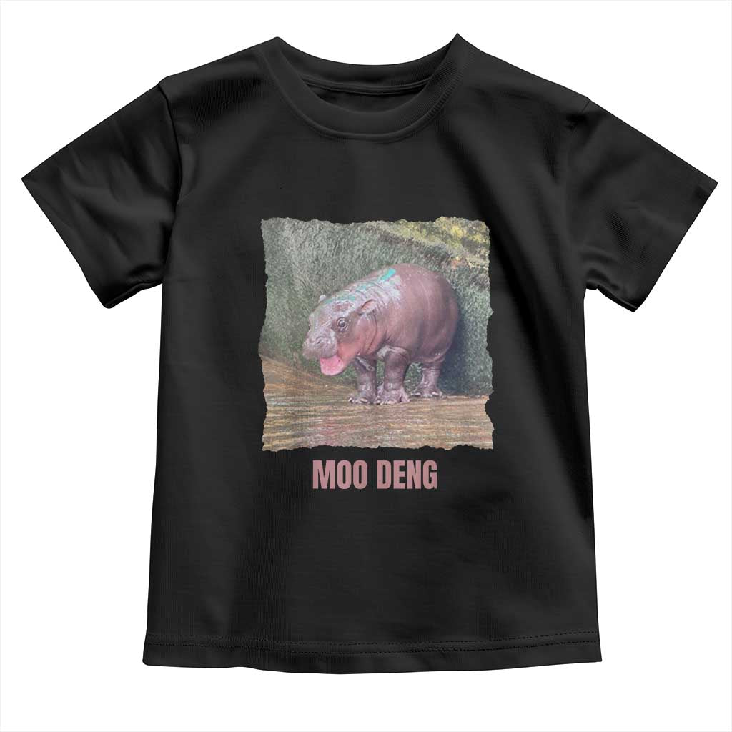 Baby Hippo Moo Deng Toddler T Shirt Cute Pygmy Hippopotamus In Thai TS02 Black Print Your Wear