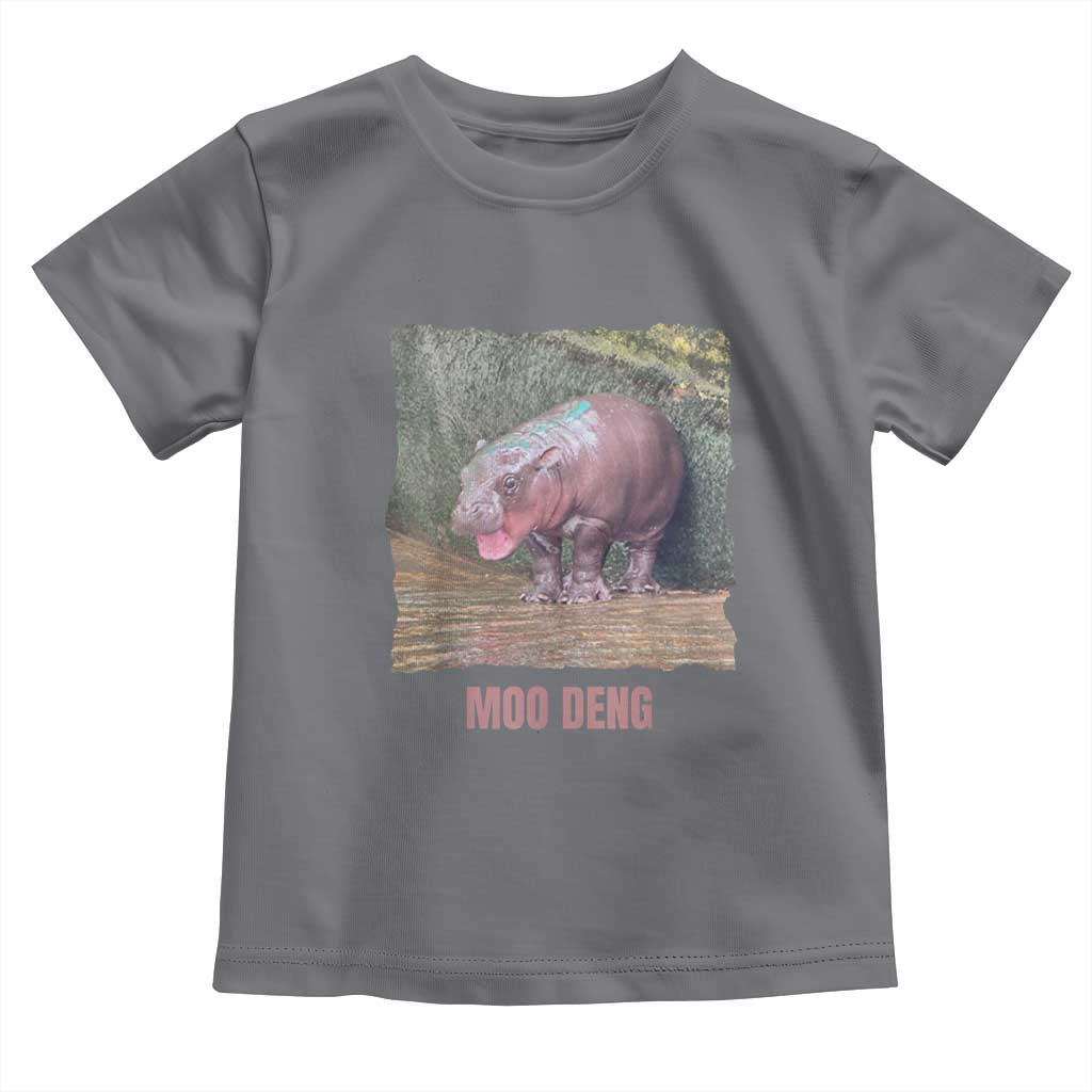 Baby Hippo Moo Deng Toddler T Shirt Cute Pygmy Hippopotamus In Thai TS02 Charcoal Print Your Wear