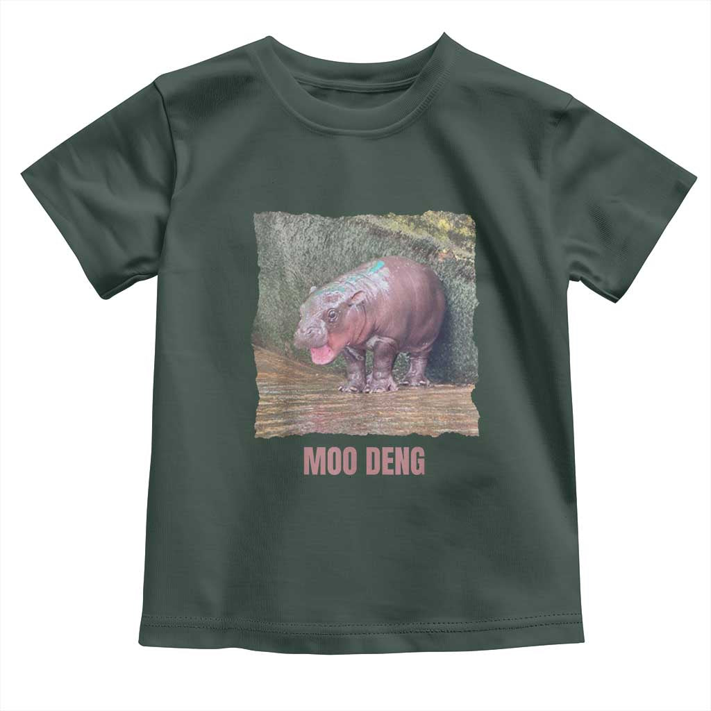 Baby Hippo Moo Deng Toddler T Shirt Cute Pygmy Hippopotamus In Thai TS02 Dark Forest Green Print Your Wear