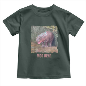 Baby Hippo Moo Deng Toddler T Shirt Cute Pygmy Hippopotamus In Thai TS02 Dark Forest Green Print Your Wear
