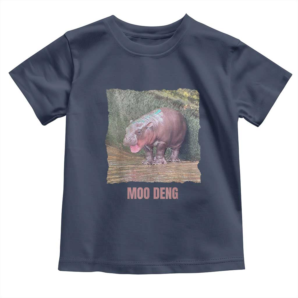 Baby Hippo Moo Deng Toddler T Shirt Cute Pygmy Hippopotamus In Thai TS02 Navy Print Your Wear