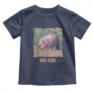 Baby Hippo Moo Deng Toddler T Shirt Cute Pygmy Hippopotamus In Thai TS02 Navy Print Your Wear