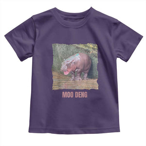 Baby Hippo Moo Deng Toddler T Shirt Cute Pygmy Hippopotamus In Thai TS02 Purple Print Your Wear