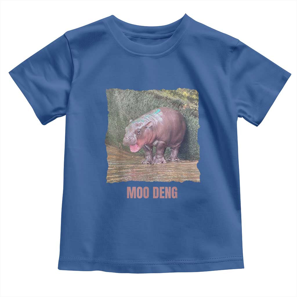 Baby Hippo Moo Deng Toddler T Shirt Cute Pygmy Hippopotamus In Thai TS02 Royal Blue Print Your Wear