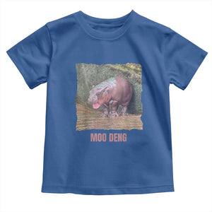 Baby Hippo Moo Deng Toddler T Shirt Cute Pygmy Hippopotamus In Thai TS02 Royal Blue Print Your Wear