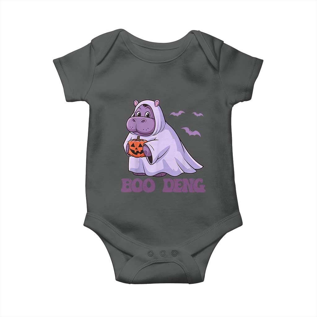 Baby Hippo Moo Deng Baby Onesie Boo-deng Halloween Cute Pygmy Hippopotamus TS02 Dark Heather Print Your Wear