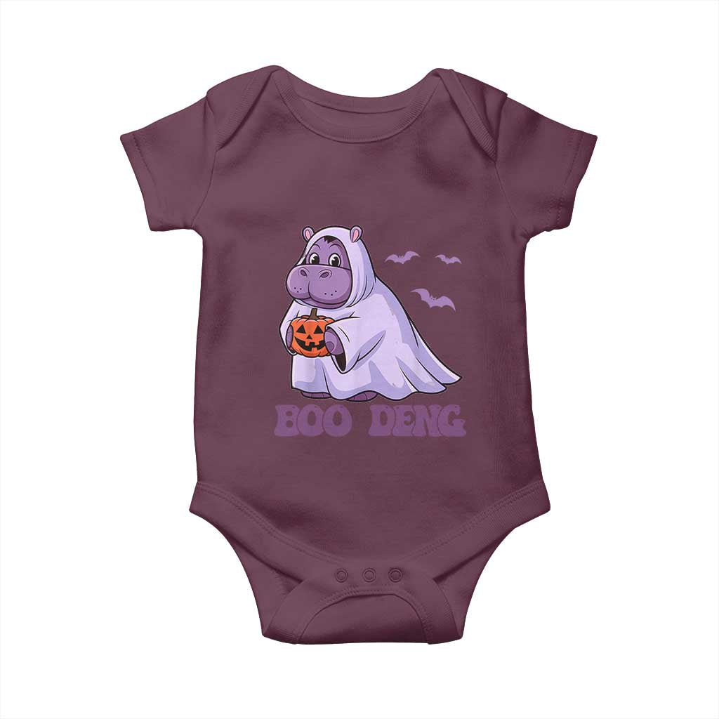 Baby Hippo Moo Deng Baby Onesie Boo-deng Halloween Cute Pygmy Hippopotamus TS02 Maroon Print Your Wear