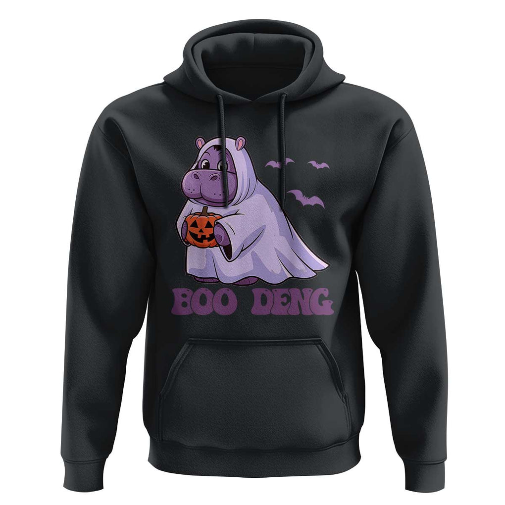 Baby Hippo Moo Deng Hoodie Boo-deng Halloween Cute Pygmy Hippopotamus TS02 Black Print Your Wear