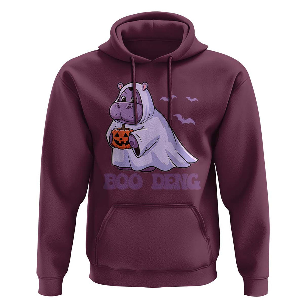 Baby Hippo Moo Deng Hoodie Boo-deng Halloween Cute Pygmy Hippopotamus TS02 Maroon Print Your Wear
