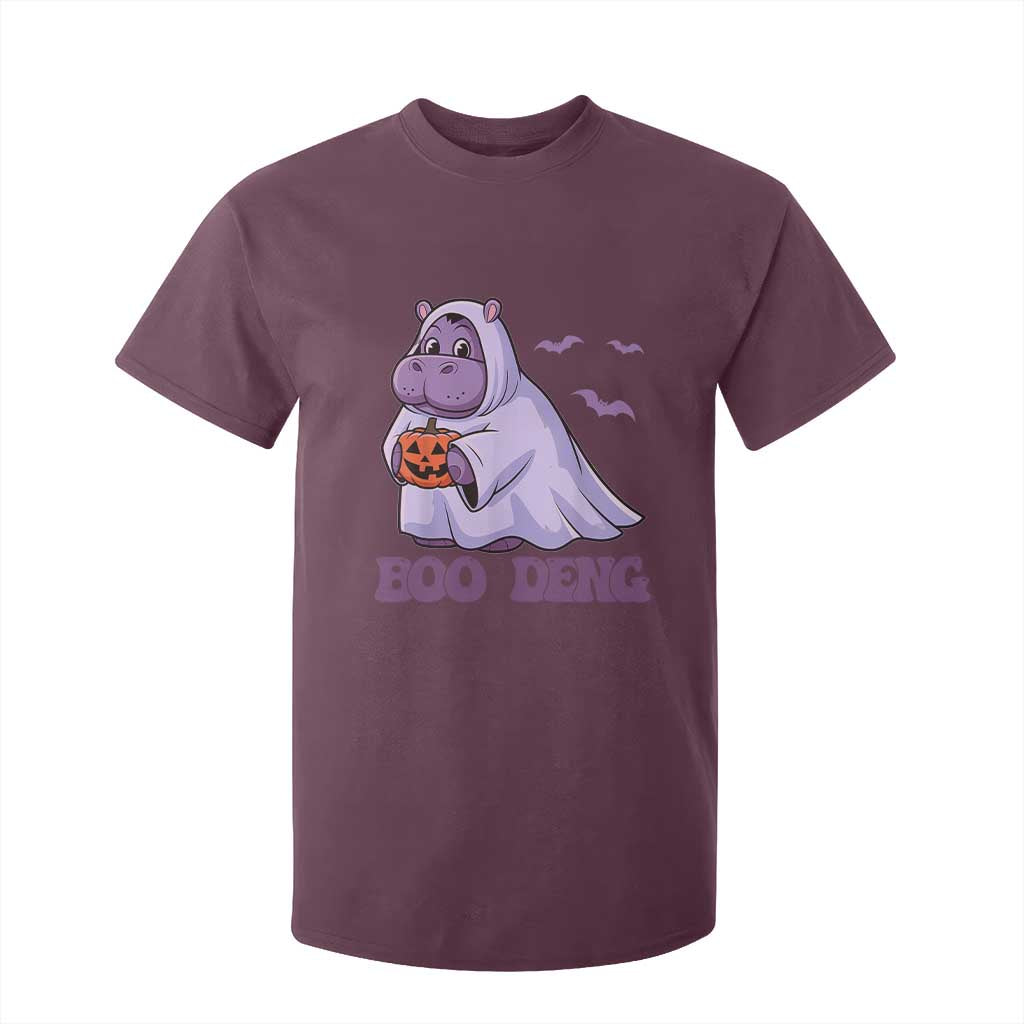 Baby Hippo Moo Deng T Shirt For Kid Boo-deng Halloween Cute Pygmy Hippopotamus TS02 Maroon Print Your Wear