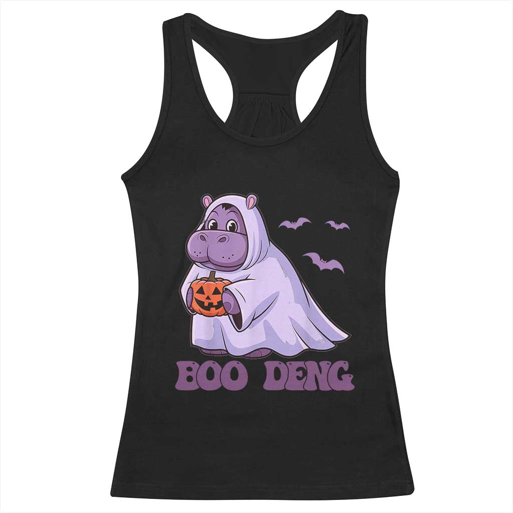 Baby Hippo Moo Deng Racerback Tank Top Boo-deng Halloween Cute Pygmy Hippopotamus TS02 Black Print Your Wear