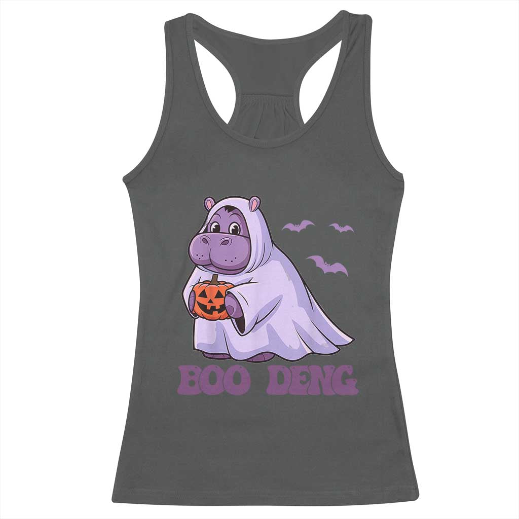 Baby Hippo Moo Deng Racerback Tank Top Boo-deng Halloween Cute Pygmy Hippopotamus TS02 Dark Heather Print Your Wear