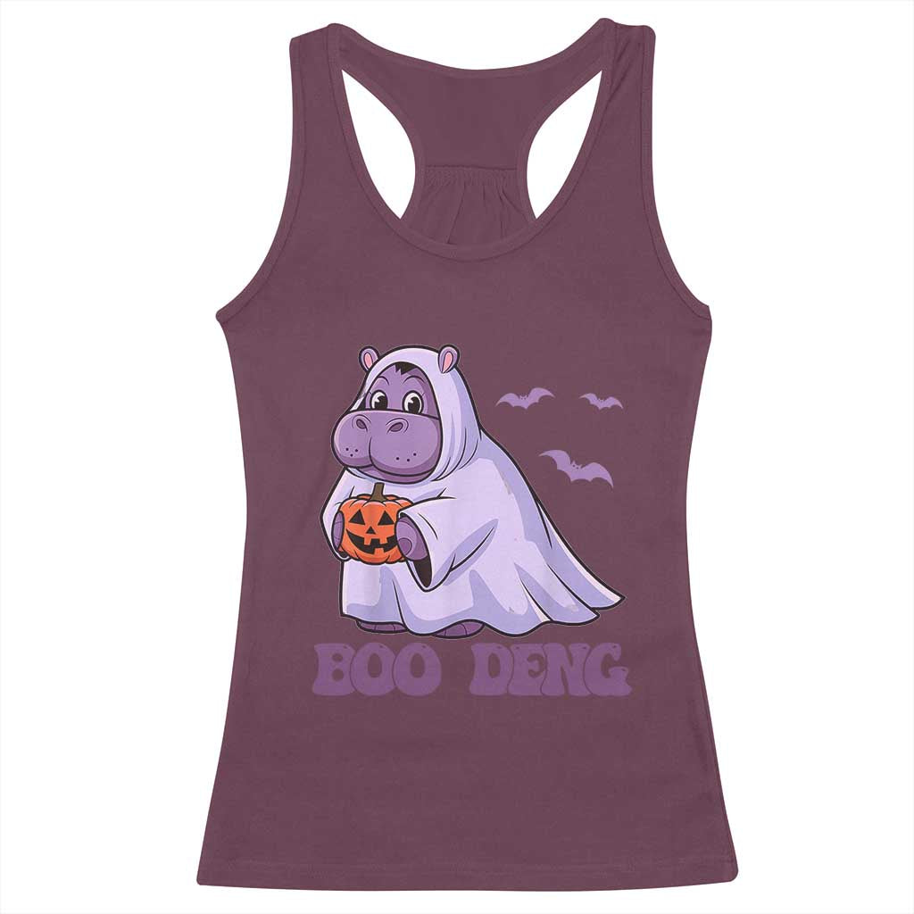 Baby Hippo Moo Deng Racerback Tank Top Boo-deng Halloween Cute Pygmy Hippopotamus TS02 Maroon Print Your Wear