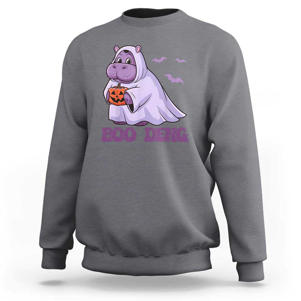 Baby Hippo Moo Deng Sweatshirt Boo-deng Halloween Cute Pygmy Hippopotamus TS02 Charcoal Print Your Wear