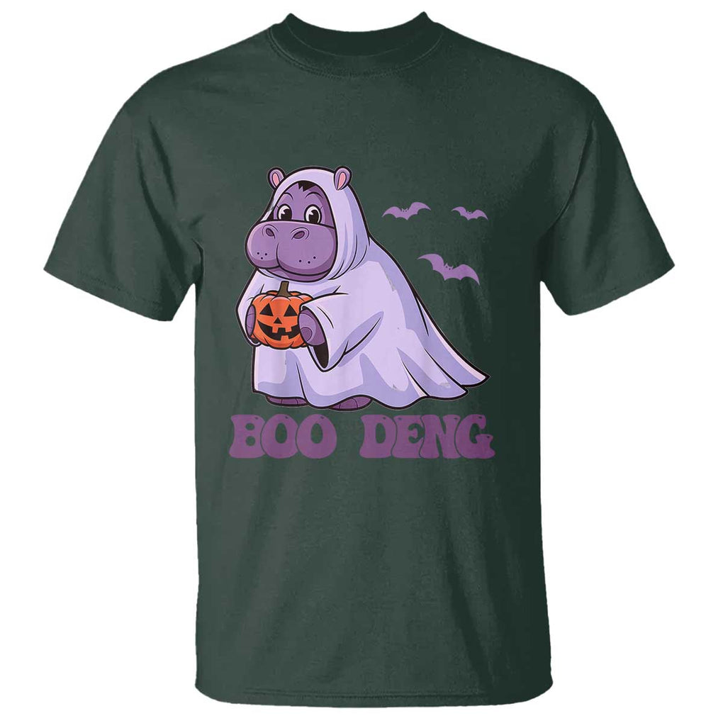 Baby Hippo Moo Deng T Shirt Boo-deng Halloween Cute Pygmy Hippopotamus TS02 Dark Forest Green Print Your Wear