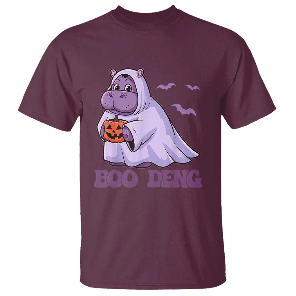 Baby Hippo Moo Deng T Shirt Boo-deng Halloween Cute Pygmy Hippopotamus TS02 Maroon Print Your Wear