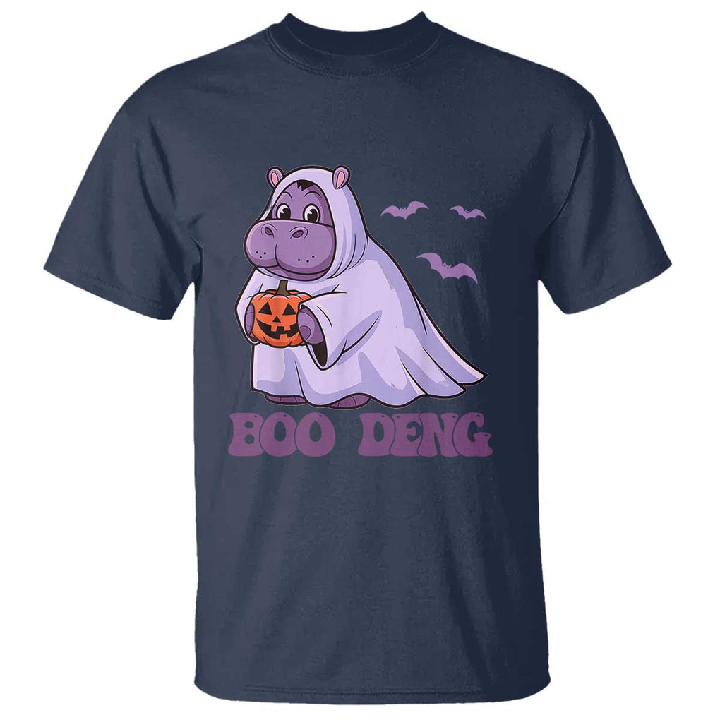 Baby Hippo Moo Deng T Shirt Boo-deng Halloween Cute Pygmy Hippopotamus TS02 Navy Print Your Wear