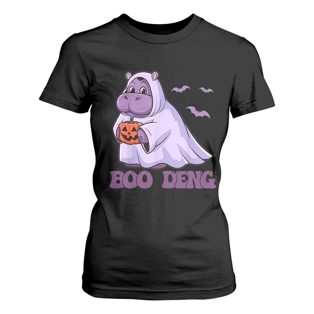 Baby Hippo Moo Deng T Shirt For Women Boo-deng Halloween Cute Pygmy Hippopotamus TS02 Black Print Your Wear