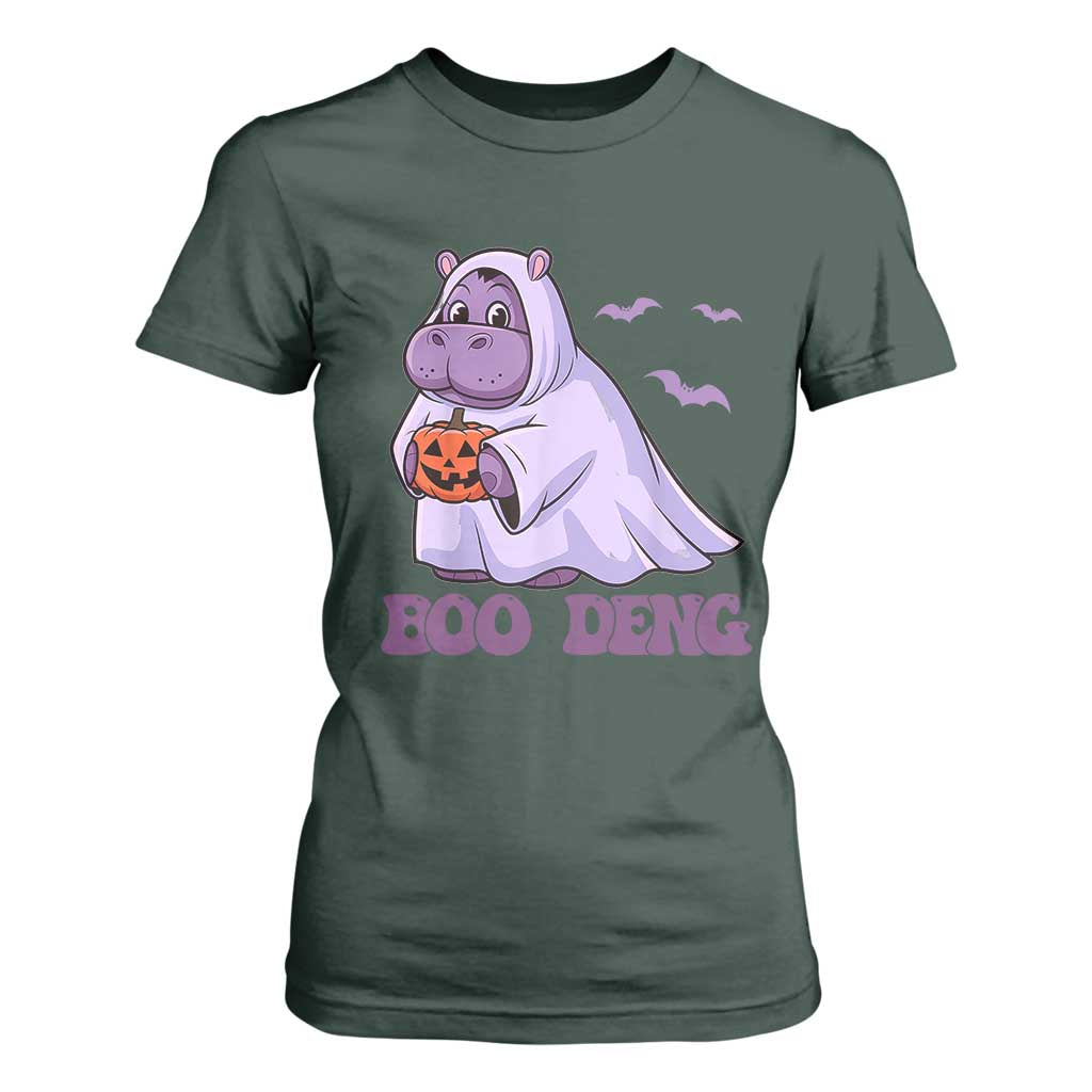 Baby Hippo Moo Deng T Shirt For Women Boo-deng Halloween Cute Pygmy Hippopotamus TS02 Dark Forest Green Print Your Wear
