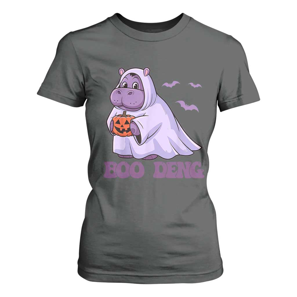 Baby Hippo Moo Deng T Shirt For Women Boo-deng Halloween Cute Pygmy Hippopotamus TS02 Dark Heather Print Your Wear