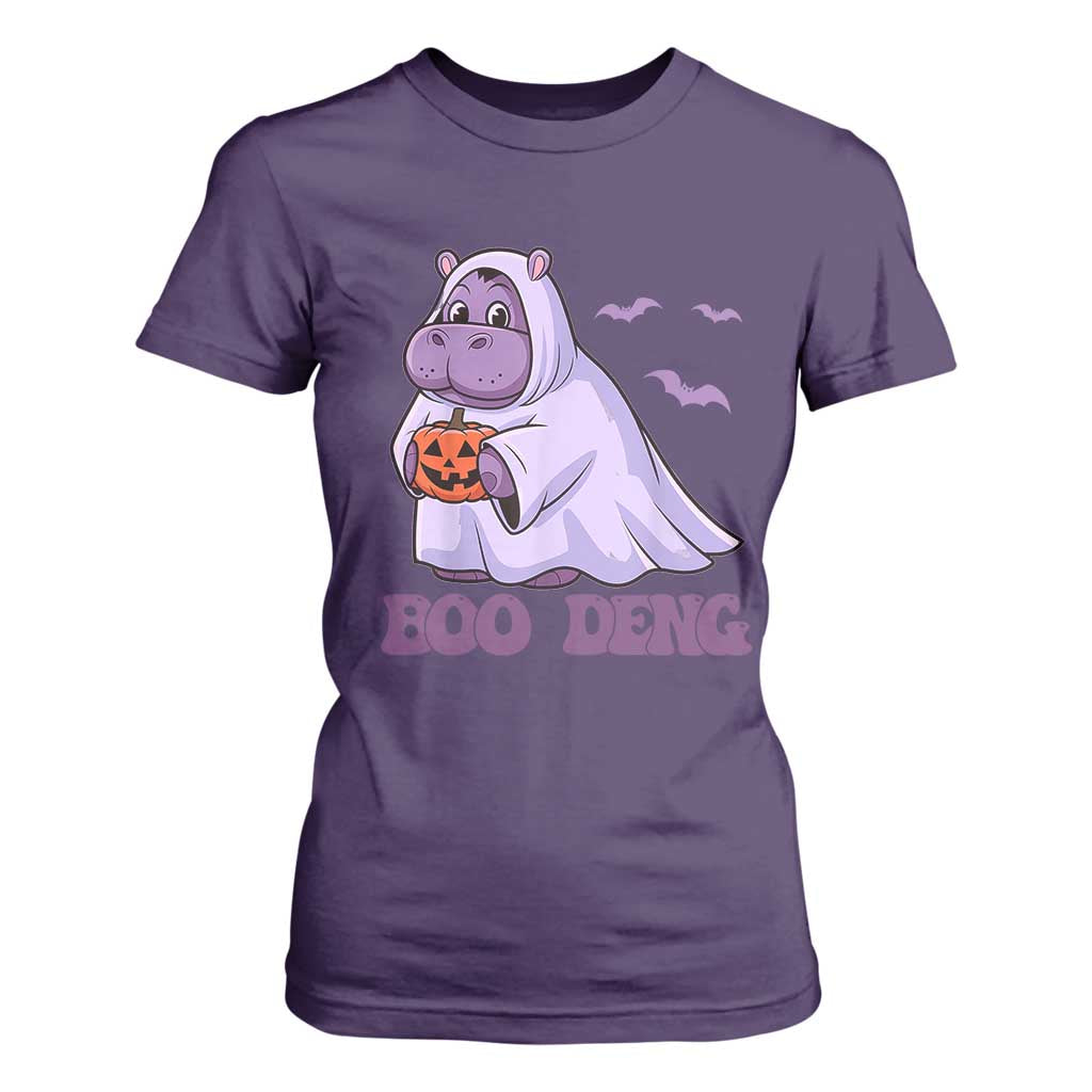 Baby Hippo Moo Deng T Shirt For Women Boo-deng Halloween Cute Pygmy Hippopotamus TS02 Purple Print Your Wear