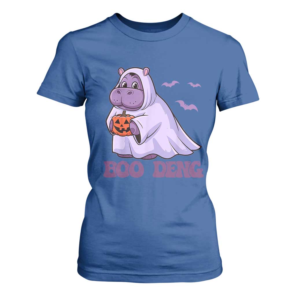 Baby Hippo Moo Deng T Shirt For Women Boo-deng Halloween Cute Pygmy Hippopotamus TS02 Royal Blue Print Your Wear