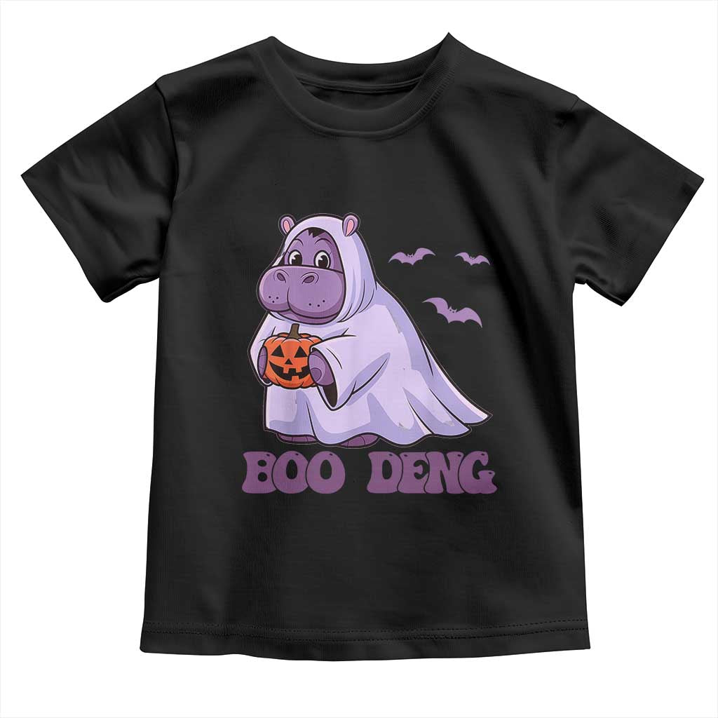 Baby Hippo Moo Deng Toddler T Shirt Boo-deng Halloween Cute Pygmy Hippopotamus TS02 Black Print Your Wear