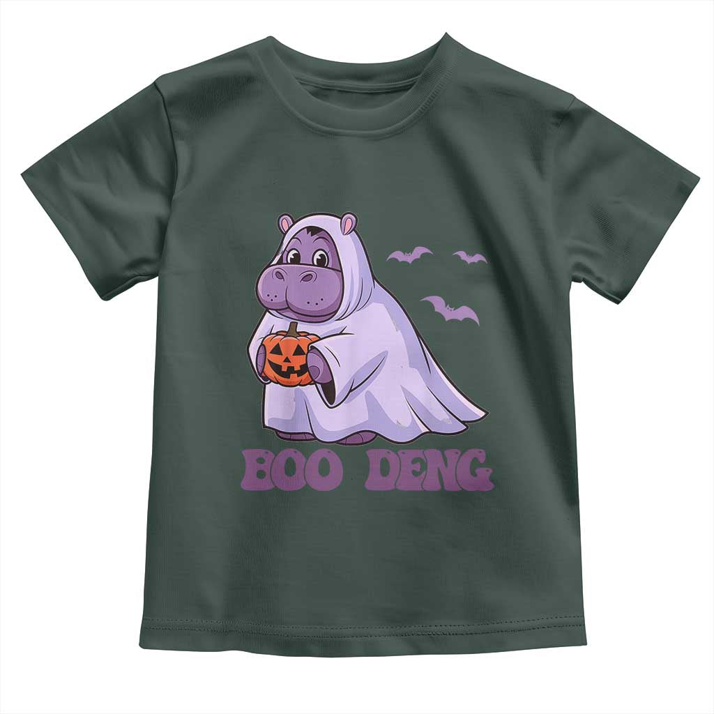 Baby Hippo Moo Deng Toddler T Shirt Boo-deng Halloween Cute Pygmy Hippopotamus TS02 Dark Forest Green Print Your Wear