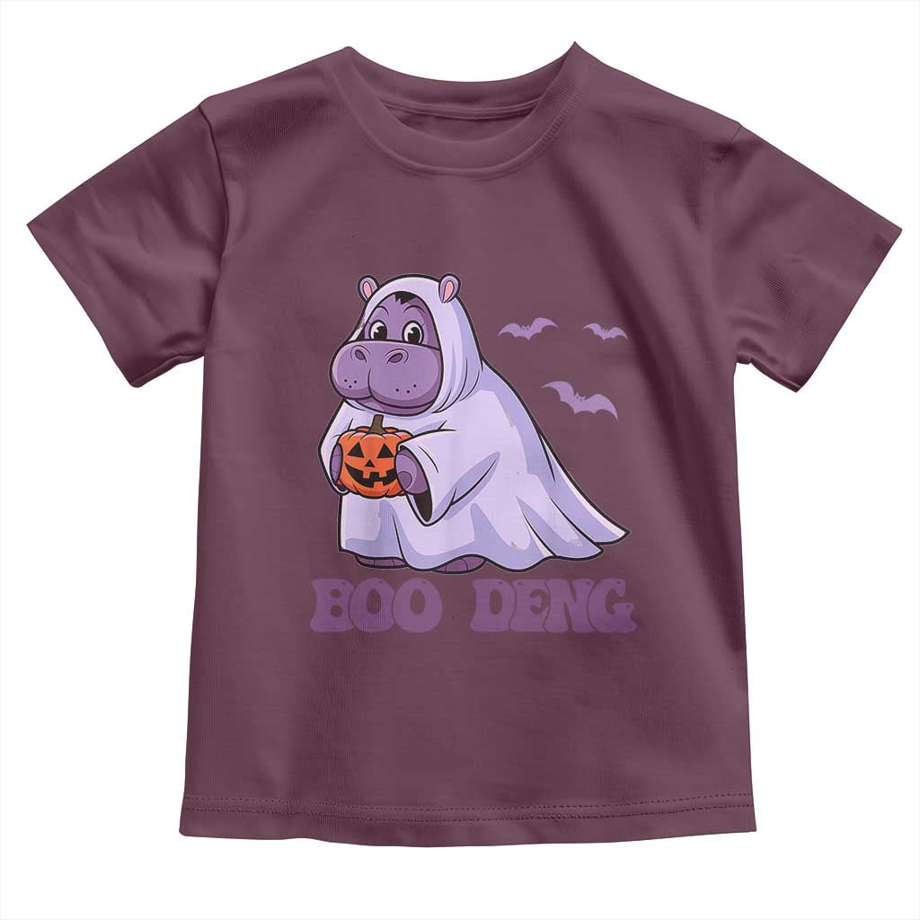 Baby Hippo Moo Deng Toddler T Shirt Boo-deng Halloween Cute Pygmy Hippopotamus TS02 Maroon Print Your Wear