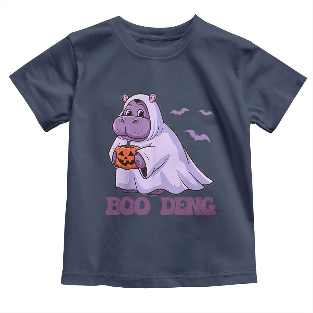 Baby Hippo Moo Deng Toddler T Shirt Boo-deng Halloween Cute Pygmy Hippopotamus TS02 Navy Print Your Wear