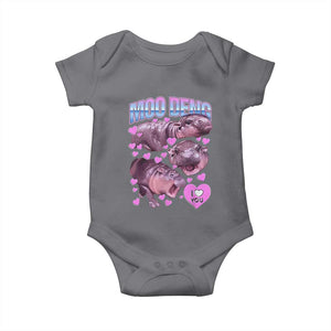 Baby Hippo Moo Deng Baby Onesie I Love Moo-Deng I Heart You Cute Pygmy Hippopotamus TS02 Charcoal Print Your Wear