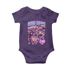 Baby Hippo Moo Deng Baby Onesie I Love Moo-Deng I Heart You Cute Pygmy Hippopotamus TS02 Purple Print Your Wear