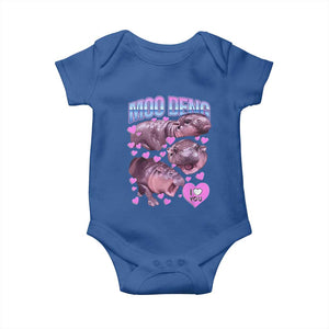Baby Hippo Moo Deng Baby Onesie I Love Moo-Deng I Heart You Cute Pygmy Hippopotamus TS02 Royal Blue Print Your Wear