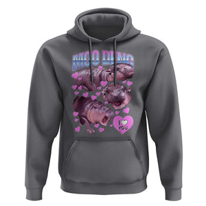 Baby Hippo Moo Deng Hoodie I Love Moo-Deng I Heart You Cute Pygmy Hippopotamus TS02 Charcoal Print Your Wear