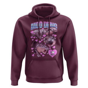 Baby Hippo Moo Deng Hoodie I Love Moo-Deng I Heart You Cute Pygmy Hippopotamus TS02 Maroon Print Your Wear