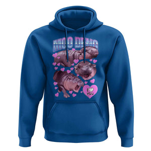 Baby Hippo Moo Deng Hoodie I Love Moo-Deng I Heart You Cute Pygmy Hippopotamus TS02 Royal Blue Print Your Wear