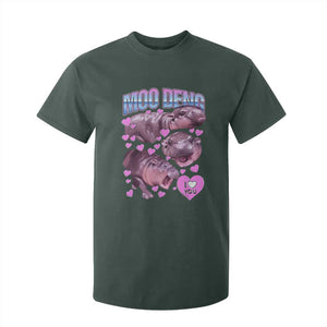 Baby Hippo Moo Deng T Shirt For Kid I Love Moo-Deng I Heart You Cute Pygmy Hippopotamus TS02 Dark Forest Green Print Your Wear