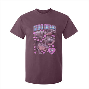 Baby Hippo Moo Deng T Shirt For Kid I Love Moo-Deng I Heart You Cute Pygmy Hippopotamus TS02 Maroon Print Your Wear