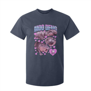 Baby Hippo Moo Deng T Shirt For Kid I Love Moo-Deng I Heart You Cute Pygmy Hippopotamus TS02 Navy Print Your Wear