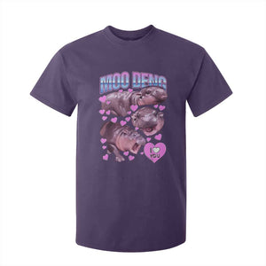 Baby Hippo Moo Deng T Shirt For Kid I Love Moo-Deng I Heart You Cute Pygmy Hippopotamus TS02 Purple Print Your Wear