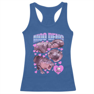 Baby Hippo Moo Deng Racerback Tank Top I Love Moo-Deng I Heart You Cute Pygmy Hippopotamus TS02 Royal Blue Print Your Wear