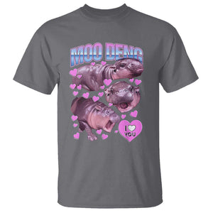 Baby Hippo Moo Deng T Shirt I Love Moo-Deng I Heart You Cute Pygmy Hippopotamus TS02 Charcoal Print Your Wear