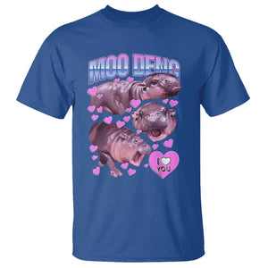 Baby Hippo Moo Deng T Shirt I Love Moo-Deng I Heart You Cute Pygmy Hippopotamus TS02 Royal Blue Print Your Wear
