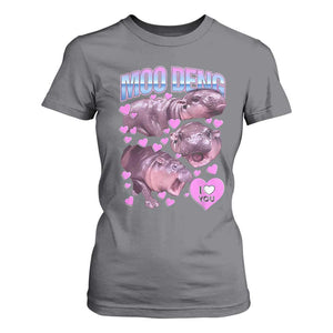 Baby Hippo Moo Deng T Shirt For Women I Love Moo-Deng I Heart You Cute Pygmy Hippopotamus TS02 Charcoal Print Your Wear